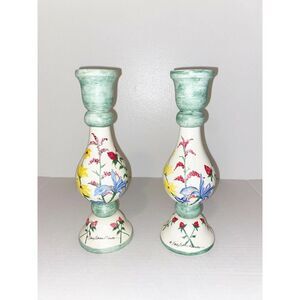 Sally Eckman Roberts Floral Candle Stick Holders